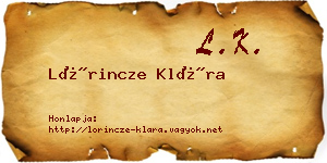 Lőrincze Klára névjegykártya