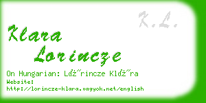 klara lorincze business card